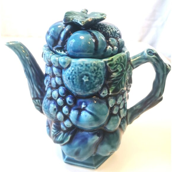 Inarco “Mood Indigo” Blue Fruit Ceramic Server E2430 –Japan 1960s 8 inches high - Picture 1 of 13